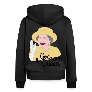 Queen Elizabeth II - Frauen Premium Bio Zip Hoodie - Schwarz - Hinten - Julia (174cm)