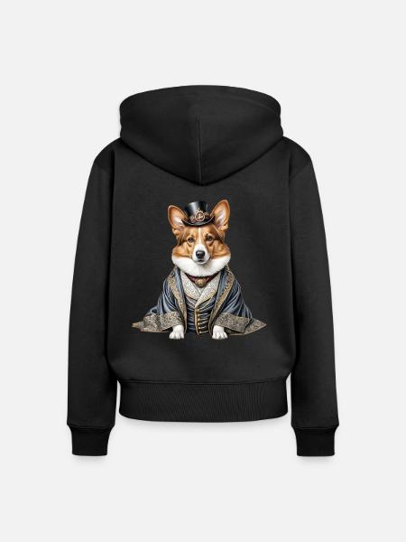 Aristokrat Corgi - Frauen Premium Bio Zip Hoodie - Schwarz