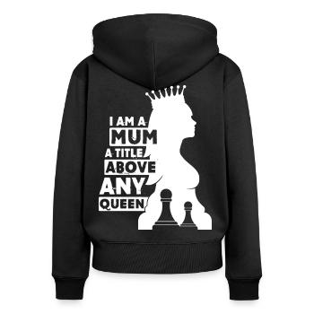 Mama Mutter Schach Schachspieler - Frauen Premium Bio Zip Hoodie - Schwarz - Hinten - Julia (174cm)