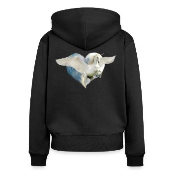 Licorne Licorne volant - Sweat à capuche zippé Premium bio Femme - noir - Dos - Julia (174cm)
