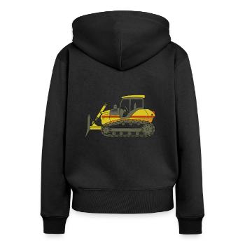 Bulldozer Planierraupe - Frauen Premium Bio Zip Hoodie - Schwarz - Hinten - Julia (174cm)