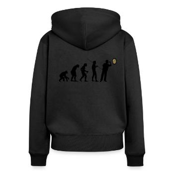 Dart Darts spielen - Frauen Premium Bio Zip Hoodie - Schwarz - Hinten - Julia (174cm)
