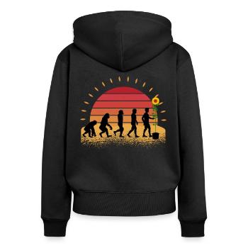 Retro Garten Natur Sonnenblumen garden sunflower - Frauen Premium Bio Zip Hoodie - Schwarz - Hinten - Julia (174cm)