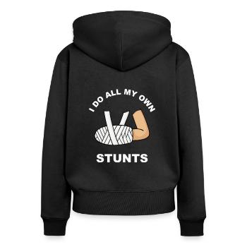 Bras de plâtre fracture de l’os Stuntman Plâtre - Sweat à capuche zippé Premium bio Femme - noir - Dos - Julia (174cm)