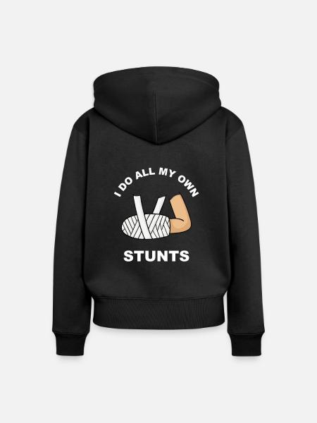 Gipsarm Knochenbruch Stuntman Gips - Frauen Premium Bio Zip Hoodie - Schwarz