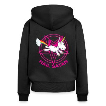 Hail Satan Unicorn - Women's Premium Organic Zip Hoodie - black - Back - Julia (174cm)