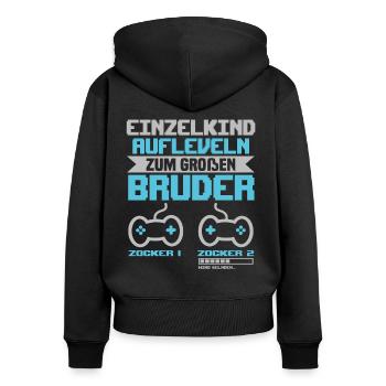 Bruder Zocker Gamer Gaming Geek Geschenk Süß - Frauen Premium Bio Zip Hoodie - Schwarz - Hinten - Julia (174cm)
