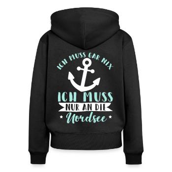 Küstenkind Norddeutschland Ostsee Nordsee Geschenk - Frauen Premium Bio Zip Hoodie - Schwarz - Hinten - Julia (174cm)
