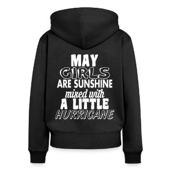 né en mai / anniversaire en mai - Sweat à capuche zippé Premium bio Femme - noir - Dos - Julia (174cm)