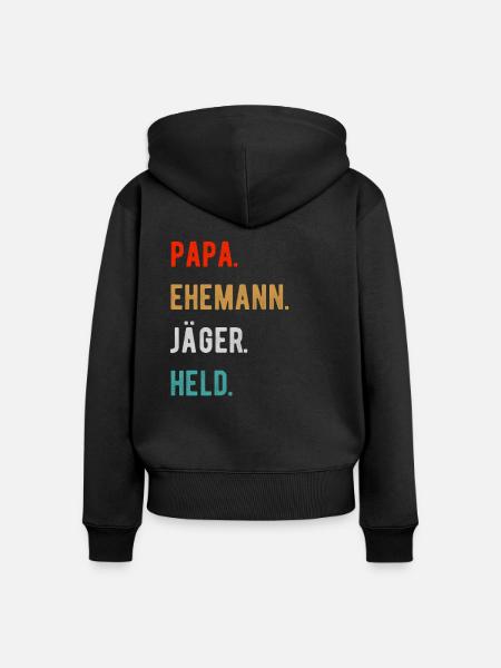 Jäger Jagd Papa - Frauen Premium Bio Zip Hoodie - Schwarz