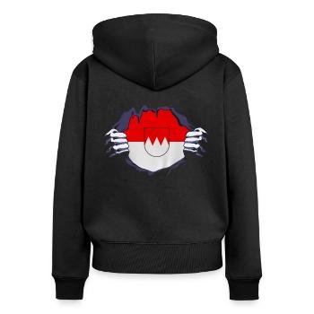 Franken Wappen fränkisch - Frauen Premium Bio Zip Hoodie - Schwarz - Hinten - Julia (174cm)