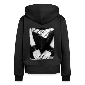 Bondage BDSM pour sub et dom pervers - Sweat à capuche zippé Premium bio Femme - noir - Dos - Julia (174cm)