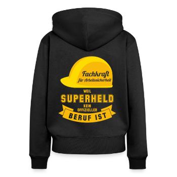 Superheld Fachkraft Arbeitssicherheit Superheld - Frauen Premium Bio Zip Hoodie - Schwarz - Hinten - Julia (174cm)