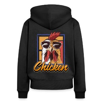 Rooster Chickens Hen Egg Rooster Say Gift - Women's Premium Organic Zip Hoodie - black - Back - Julia (174cm)