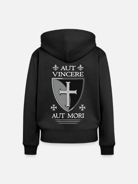 Templerschild + Templer-Zitat - Frauen Premium Bio Zip Hoodie - Schwarz