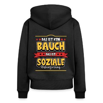 Fettleibig Übergewicht Fitness Bier Bauch Dick - Frauen Premium Bio Zip Hoodie - Schwarz - Hinten - Julia (174cm)