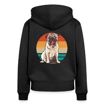 Pug Dog Vintage - Sweat à capuche zippé Premium bio Femme - noir - Dos - Julia (174cm)