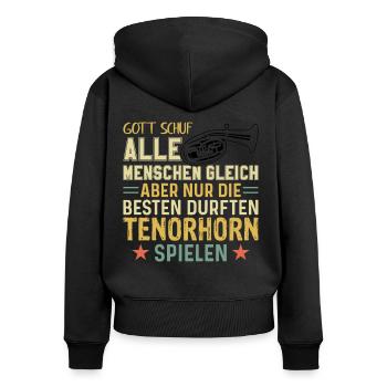 Tenorhorn Blechblasinstrument Musikinstrument - Frauen Premium Bio Zip Hoodie - Schwarz - Hinten - Julia (174cm)