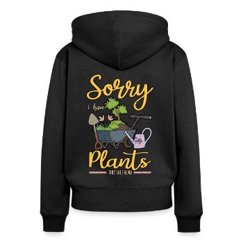 Jardinier plante tomate arrosoir disant cadeau - Sweat à capuche zippé Premium bio Femme - noir - Dos - Julia (174cm)