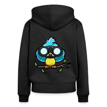 Vogelbeobachtung Blaumeise Vogel Vogelkundler - Frauen Premium Bio Zip Hoodie - Schwarz - Hinten - Julia (174cm)