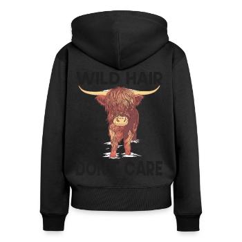 Schottisches Hochlandrind Highland Cow - Frauen Premium Bio Zip Hoodie - Schwarz - Hinten - Julia (174cm)