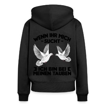 Taubenschlag Brieftaube Taube Tauben - Frauen Premium Bio Zip Hoodie - Schwarz - Hinten - Julia (174cm)