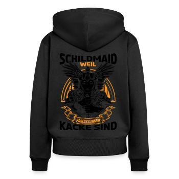 Wikinger Schildmaid Kostüm Lagertha Damen - Frauen Premium Bio Zip Hoodie - Schwarz - Hinten - Julia (174cm)