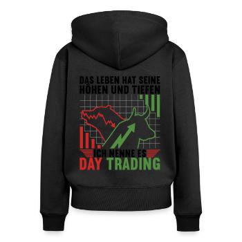 Aktien Börse Investor Kapitalismus - Frauen Premium Bio Zip Hoodie - Schwarz - Hinten - Julia (174cm)