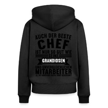 Chef Abteilungsleiter Geschenk - Frauen Premium Bio Zip Hoodie - Schwarz - Hinten - Julia (174cm)