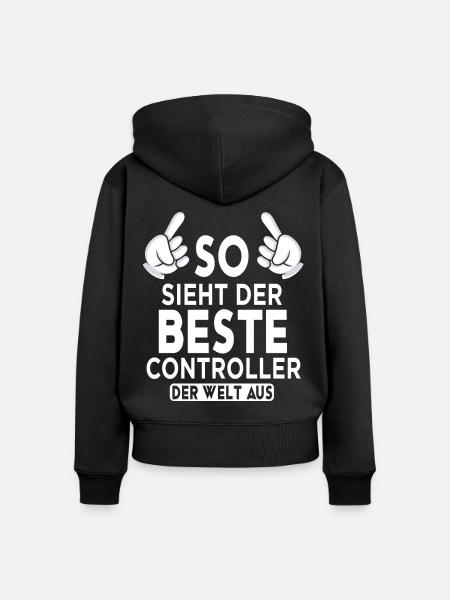 Controller Spruch - Frauen Premium Bio Zip Hoodie - Schwarz