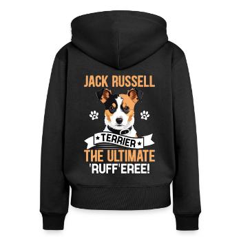 Jack Russell Terrier the ultimate ruff eree - Women's Premium Organic Zip Hoodie - black - Back - Julia (174cm)