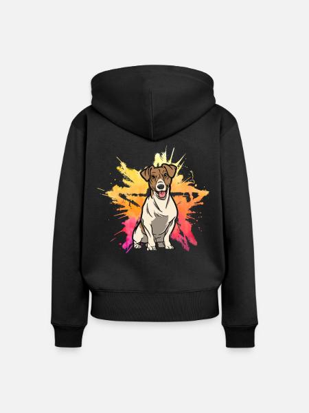 Jack Russell - Frauen Premium Bio Zip Hoodie - Schwarz