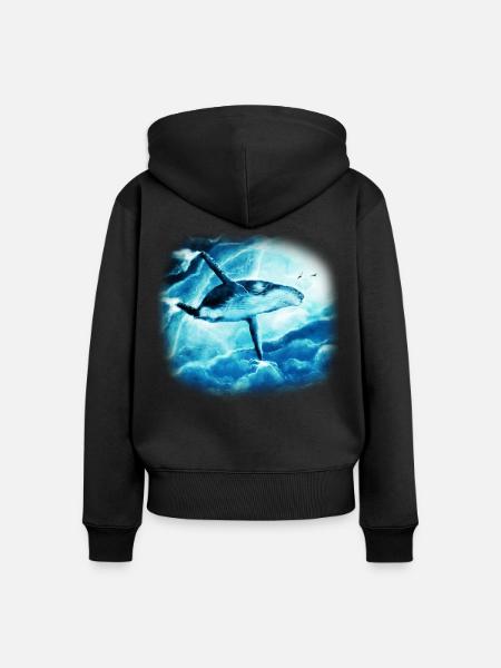 Blauwal - Frauen Premium Bio Zip Hoodie - Schwarz