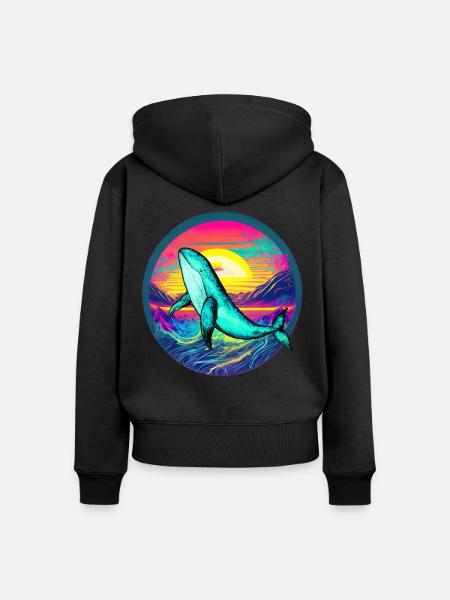 Blauwal - Frauen Premium Bio Zip Hoodie - Schwarz