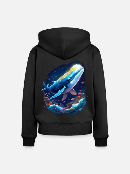 Blauwal - Frauen Premium Bio Zip Hoodie - Schwarz