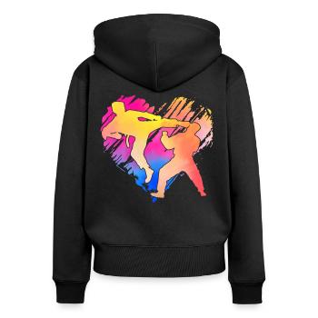 Taekwondo - Frauen Premium Bio Zip Hoodie - Schwarz - Hinten - Julia (174cm)