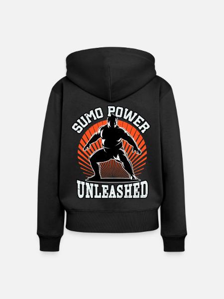 Entfesselte Sumo-Kraft - Frauen Premium Bio Zip Hoodie - Schwarz