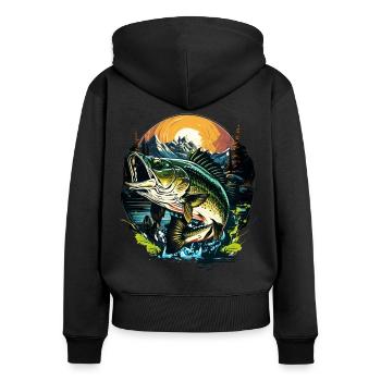 Poisson bar - Sweat à capuche zippé Premium bio Femme - noir - Dos - Julia (174cm)