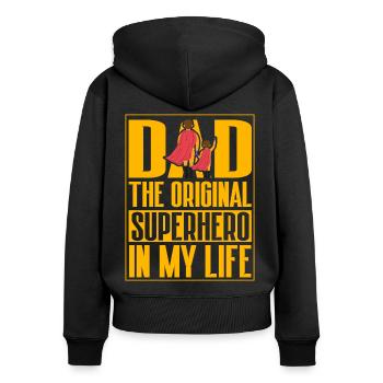 Papa : le super-héros original de ma vie - Sweat à capuche zippé Premium bio Femme - noir - Dos - Julia (174cm)