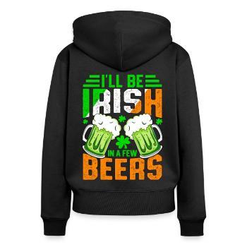 Je serai irlandais dans quelques bières - Sweat à capuche zippé Premium bio Femme - noir - Dos - Julia (174cm)