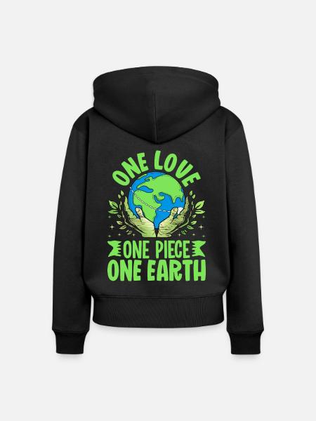 Eine Liebe, eine Erde - Frauen Premium Bio Zip Hoodie - Schwarz