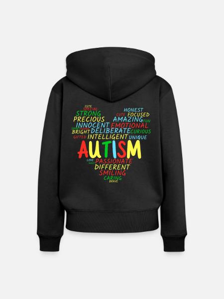 Autismus Herz - Frauen Premium Bio Zip Hoodie - Schwarz