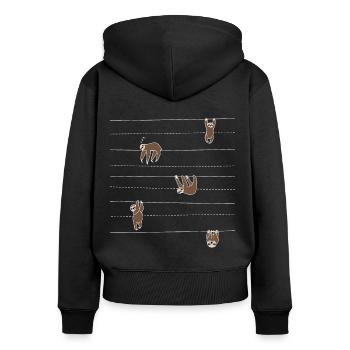 Faultier Muster Geschenkidee für Faultierfans - Frauen Premium Bio Zip Hoodie - Schwarz - Hinten - Julia (174cm)