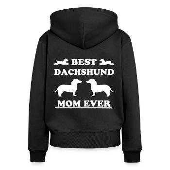 Dachshund Dog Funny Saying Rough-haired Dachshund Gift - Women's Premium Organic Zip Hoodie - black - Back - Julia (174cm)