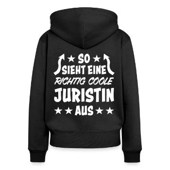 Juristin Jura Lustiger Spruch Jura Beruf Geschenk - Frauen Premium Bio Zip Hoodie - Schwarz - Hinten - Julia (174cm)