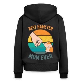 Hamster disant drôle maman amusant rongeur cadeau - Sweat à capuche zippé Premium bio Femme - noir - Dos - Julia (174cm)