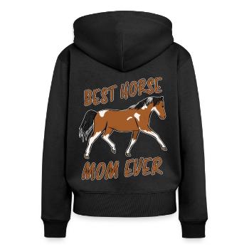 Meilleur cadeau de maman de cavalier de tous les temps - Sweat à capuche zippé Premium bio Femme - noir - Dos - Julia (174cm)