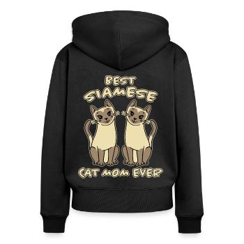 Siamese Spruch Katze Mama Lustige Siamese Geschenk - Frauen Premium Bio Zip Hoodie - Schwarz - Hinten - Julia (174cm)