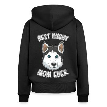 Meilleure maman Husky Fun Dire Sibérien Husky Cadeau - Sweat à capuche zippé Premium bio Femme - noir - Dos - Julia (174cm)