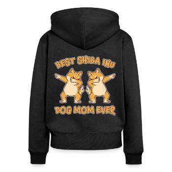 Shiba Inu Mom Hund Fun Spruch Shiba Inu Geschenk - Frauen Premium Bio Zip Hoodie - Schwarz - Hinten - Julia (174cm)